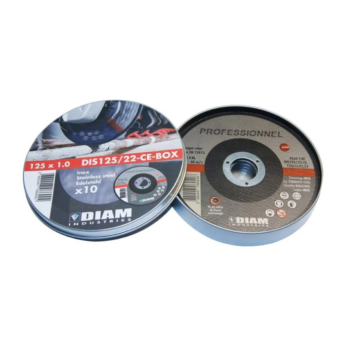 BOITE METAL DE 10 DISQUES ABRASIF Ø125 x 1 x 22.23 INOX BOITE METAL DE 10 DISQUES ABRASIF Ø125 x 1 x 22.23 INOX