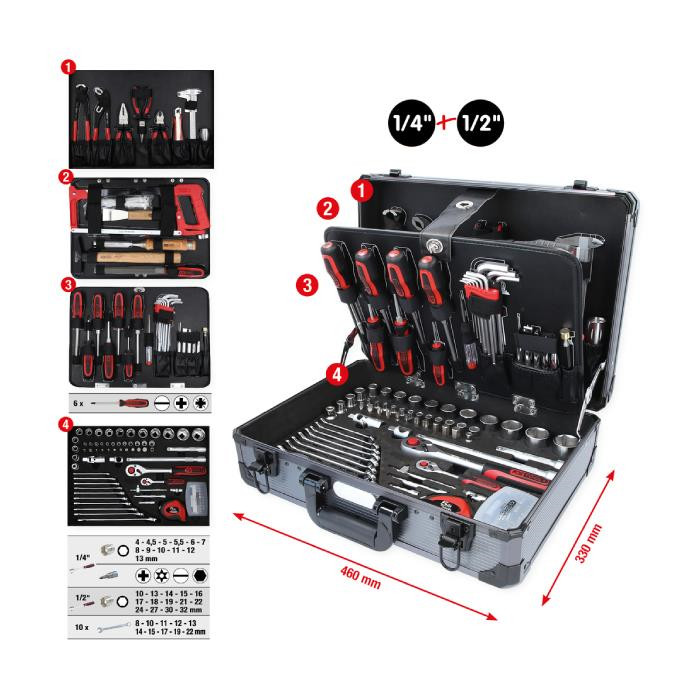 Coffret d'outils universels en 1/4" et 1/2" - 149 PCS Coffret d'outils universels en 1/4" et 1/2" - 149 PCS