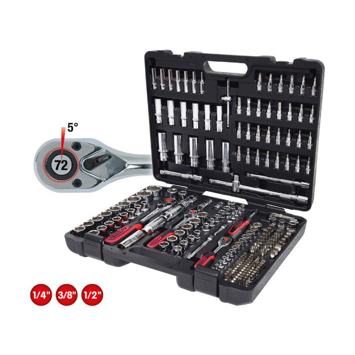 Coffret de douilles en 1/4" + 3/8" + 1/2" - 195 PCS Coffret de douilles en 1/4" + 3/8" + 1/2" - 195 PCS