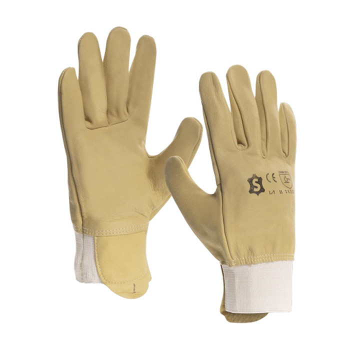 Gant cuir tout fleur bovin hydrofuge serrage élastique L-7 Gant cuir tout fleur bovin hydrofuge serrage élastique L-7