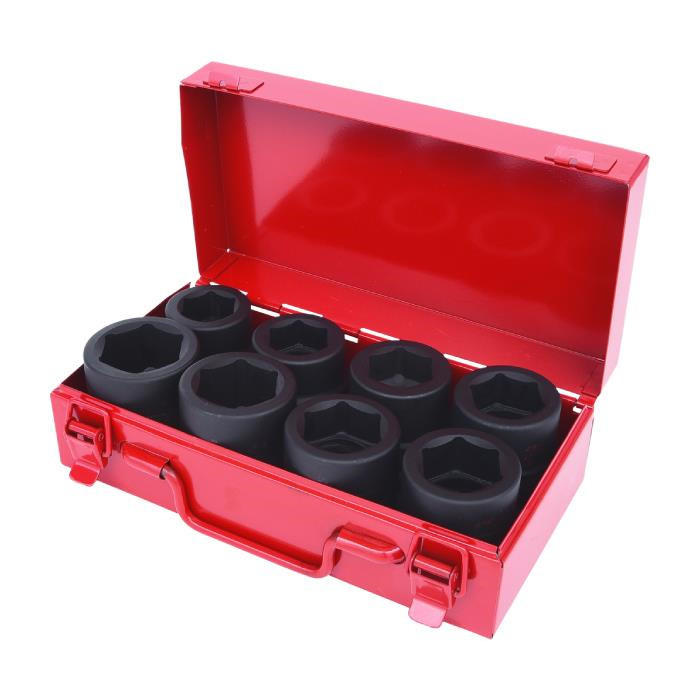 Jeu de douilles à chocs courtes en 6 pans - 8 PCS Jeu de douilles à chocs courtes en 6 pans - 8 PCS