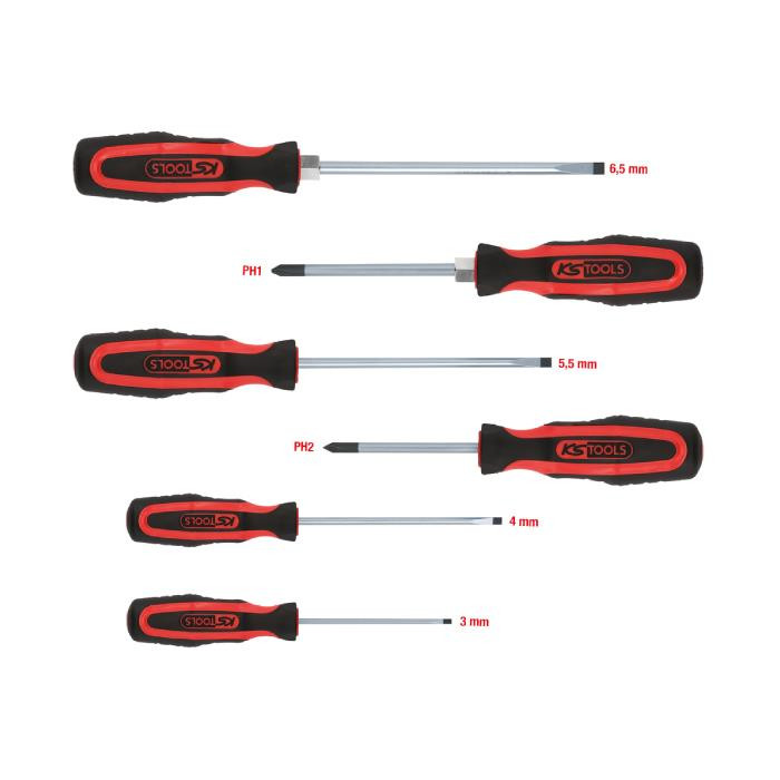 KS TOOLS Jeu de tournevis ERGOTORQUE plus, Fente+PH - 6 PCS KS TOOLS Jeu de tournevis ERGOTORQUE plus, Fente+PH - 6 PCS