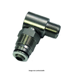 Raccord tournant 90° – 1/2" Mâle en acier inoxydable